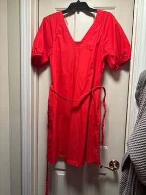 Banana Republic Red V-Neck Tie-Waist Mini Dress
